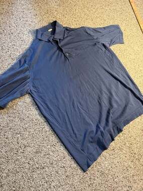 Malo Italy Men's Vintage Slate Blue Fine Knit Cotton Polo Shirt